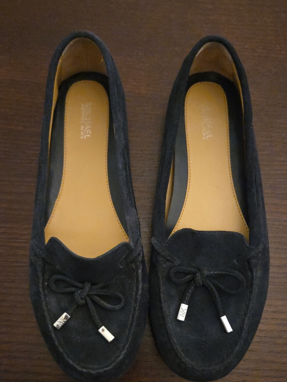 Michael Kors Navy Suede Bow Moccasin Flats
